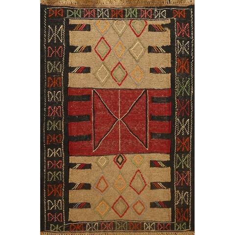 Geometric Kilim Shiraz Persian Tribal Area Rug Hand-woven Wool Carpet - 2'0" x 2'10"