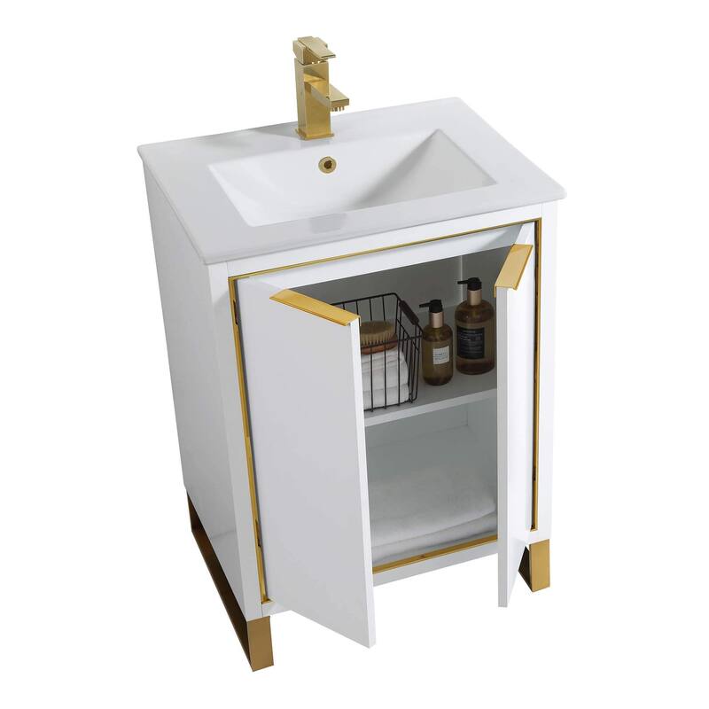 Fine Fixtures Opulence Collection Bathroom Vanity with White Ceramic Sink