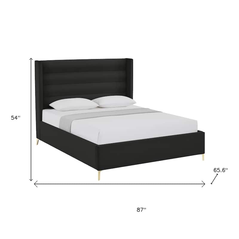 HomeRoots Green Velvet Upholstered Full Bed Frame