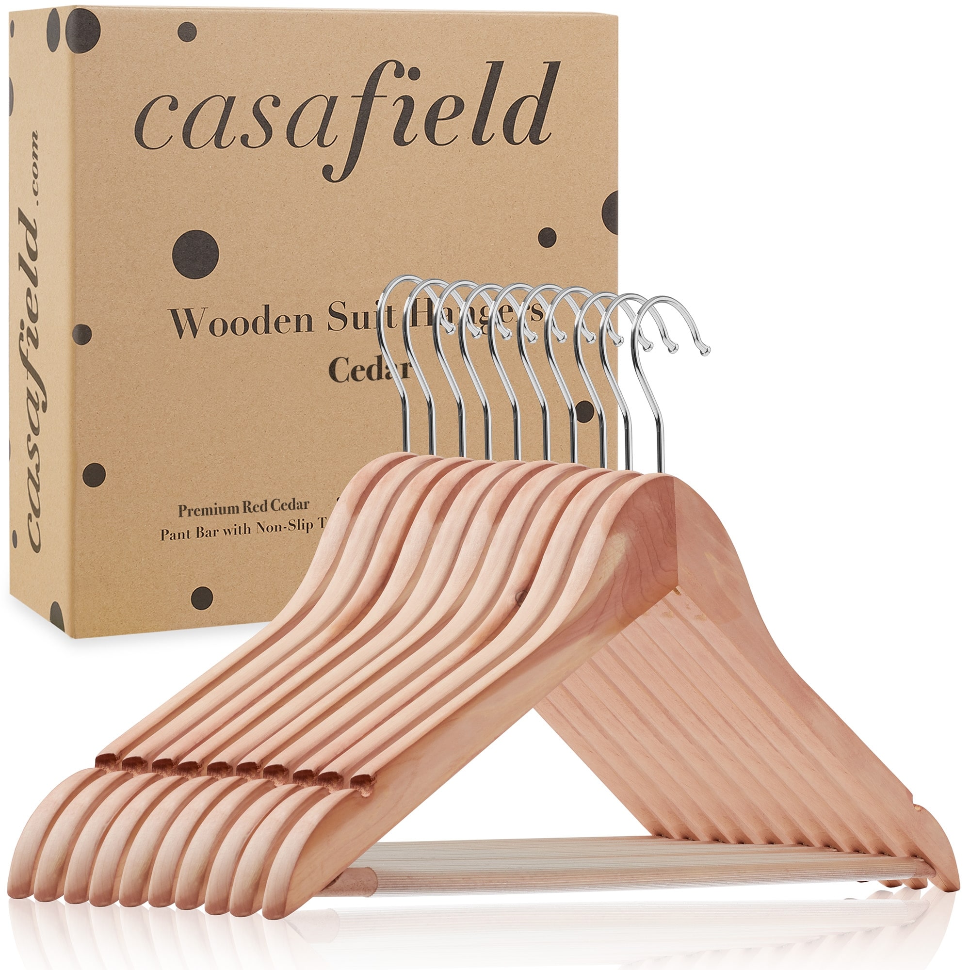 6-Pack Wide Shoulder Wooden Suit Hangers by Casafield - Bed Bath