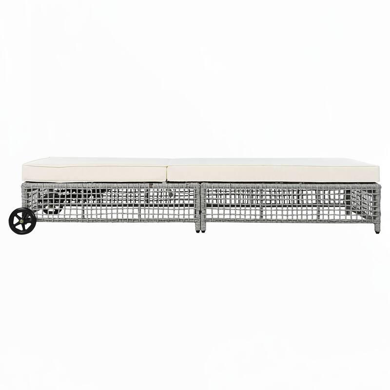 Outdoor Lounge Chair for Garden(Grey and Beige)