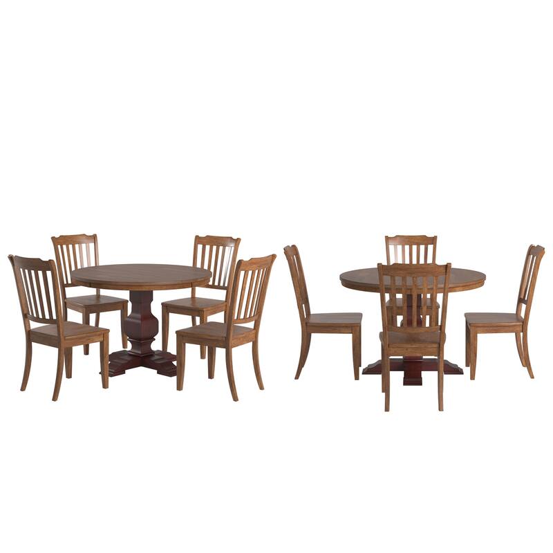 Ronda 45" Round Solid Wood Top Dining Set with Spindle Back Chairs