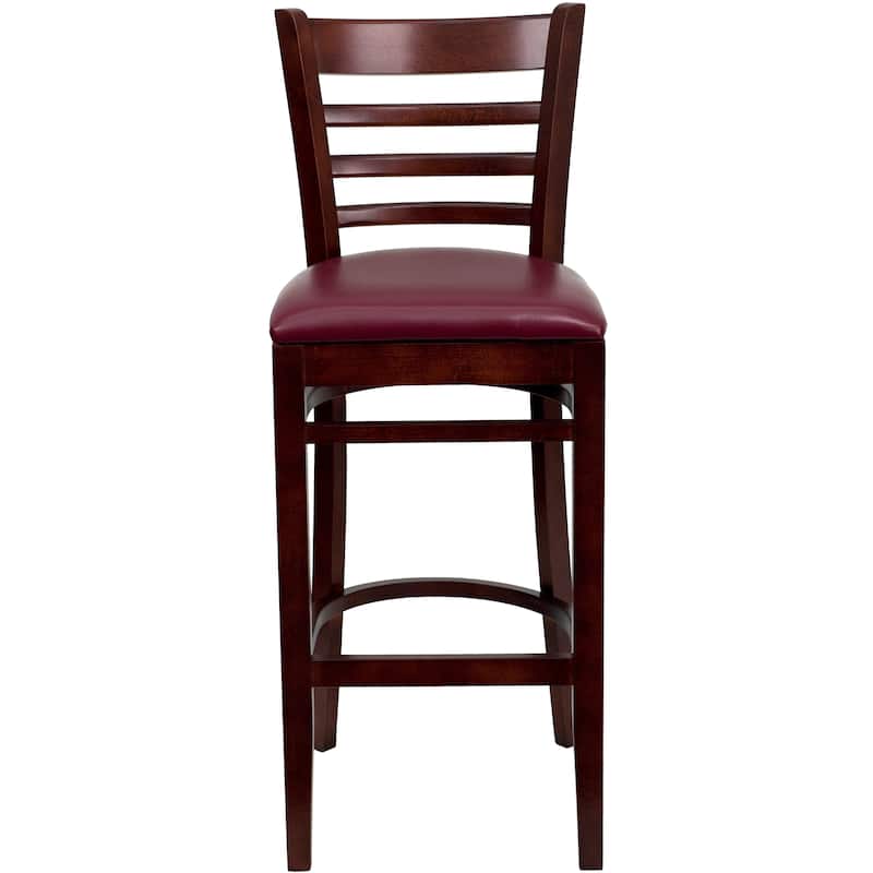 Ladder Back Wooden Restaurant Barstool - 16.75"W x 19"D x 43.75"H - 16.75"W x 19"D x 43.75"H