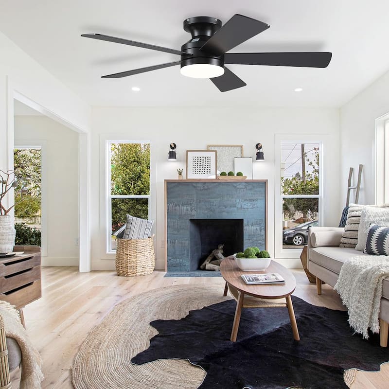 46 Inch Low Profile Ceiling Fan with 5 Blades Remote and APP Control for Bedroom Living Room - 46 Inches