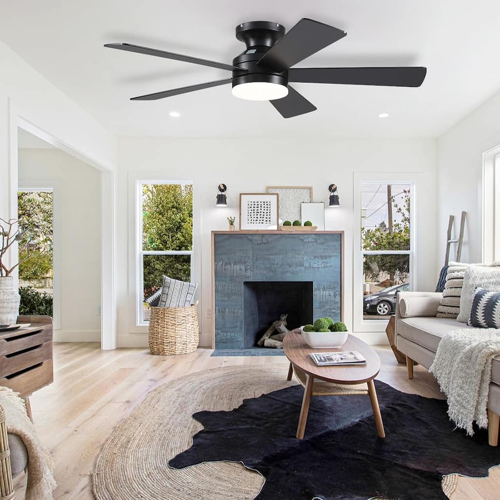 46 Inch Low Profile Ceiling Fan with 5 Blades Remote and APP Control for Bedroom Living Room - 46 Inches