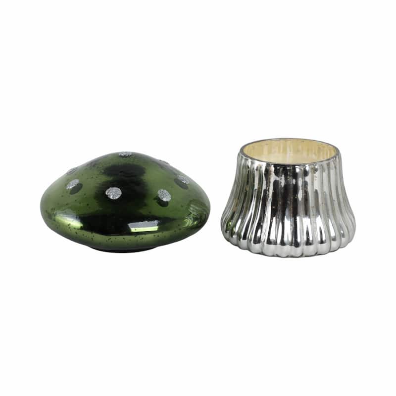 Glass Mushroom Candle Jar with Lid Boho Glam Wax Soy Accent Decor - 6" x 6" x 6"