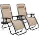 Set of 2 Zero Gravity Chair Patio Folding Lawn Lounge Chairs Outdoor Lounge Gravity Chair Camp Reclining Lounge Chair