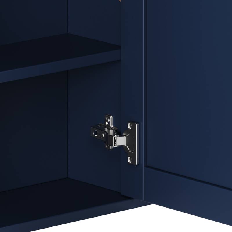 Bathroom Wall Storage Cabinet with Mirror, with Adjustable Wood Shelf & Doors, Mounted Storage Cabinets with 6 Open Shelves