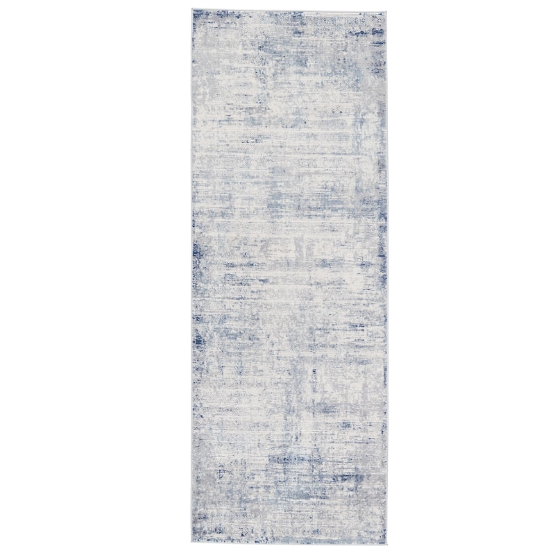 Werner Tribal Gray/ Blue Area Rug - 3'X8' - Runner/Rectangle