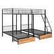 preview thumbnail 6 of 12, Full Over Twin & Twin Bunk Bed, Metal Triple Bunk Bed with Drawers and Guardrails