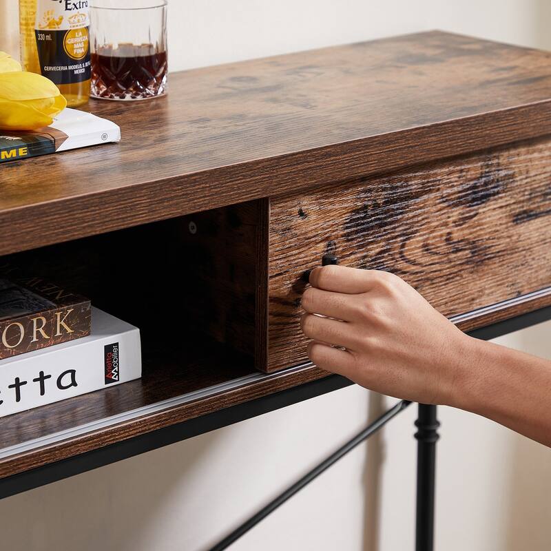 VECELO Industrial Rustic Entryway/Console Sofa Table