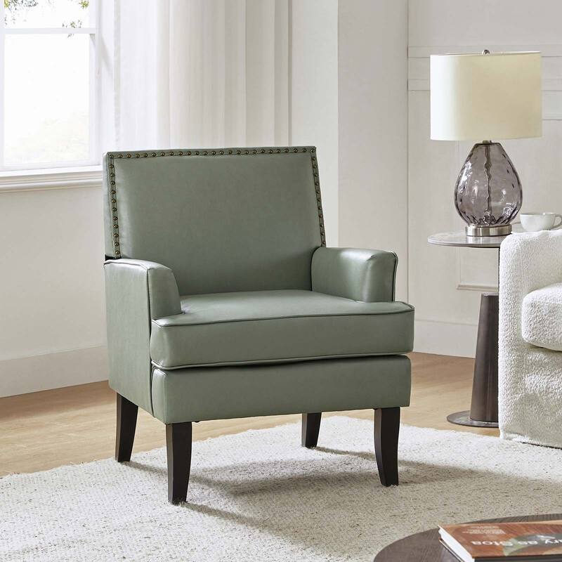Nileus Contemporary and Classic Polyester Accent Chair with Solid Wooden Legs by HULALA HOME - SAGE