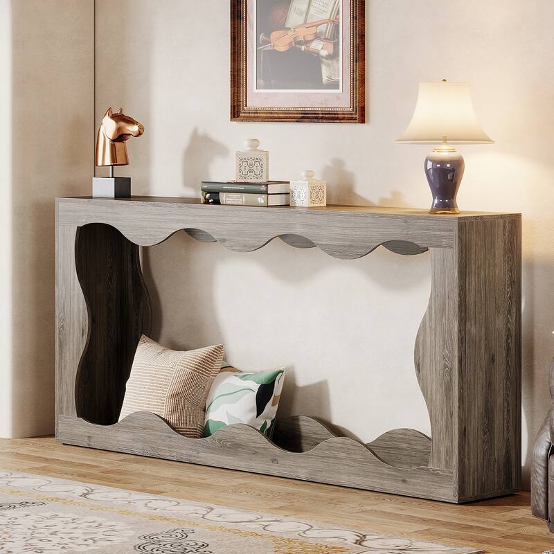 2-tier Wood Console Sofa Table for Entryway Living Room