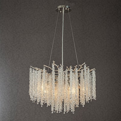 CraftHome Modern Glam Crystal Chandelier Branch Style Pendant Ceiling Light for Dining Room Bedroom Living Room Entryway