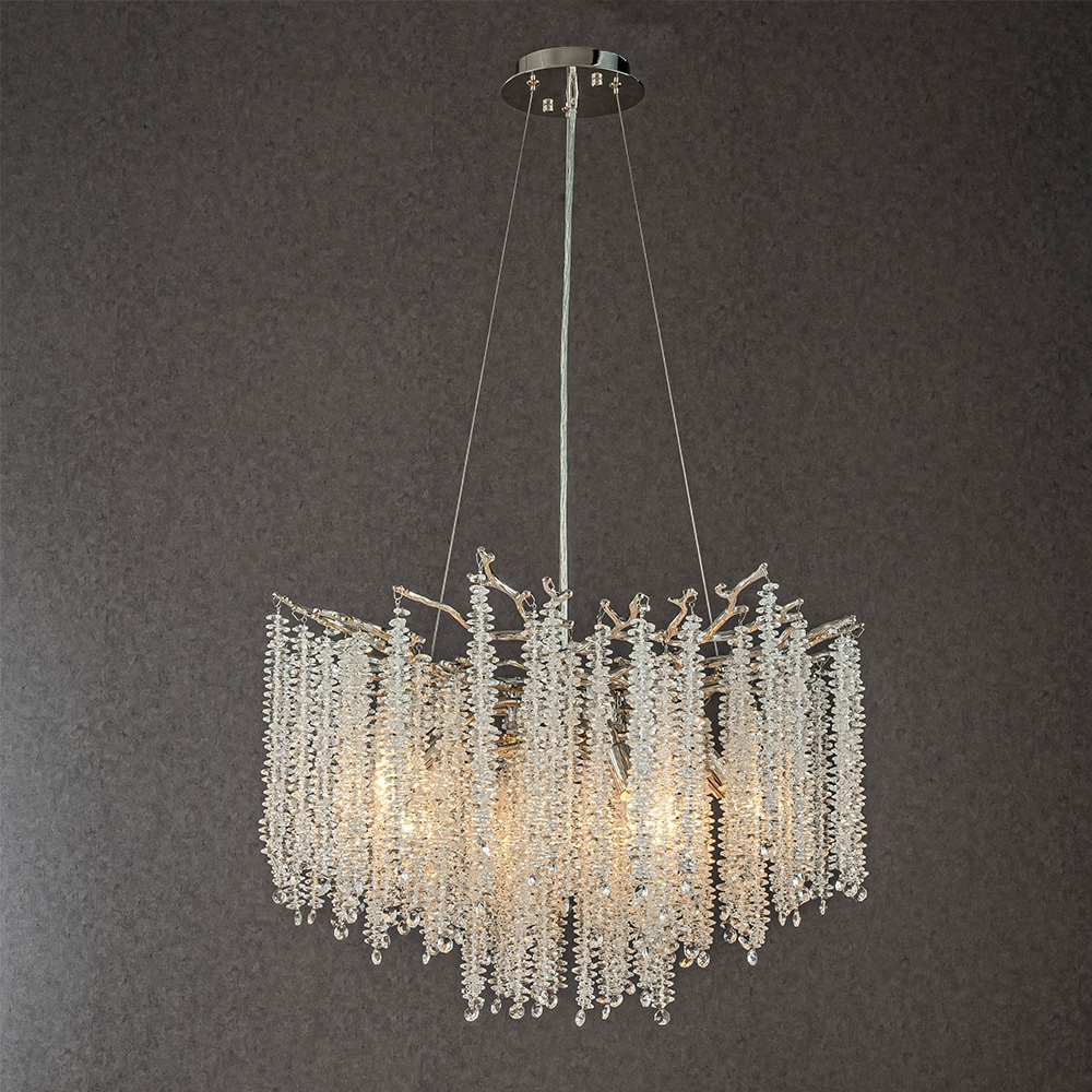 CraftHome Modern Glam Crystal Chandelier Branch Style Pendant Ceiling Light for Dining Room Bedroom Living Room Entryway