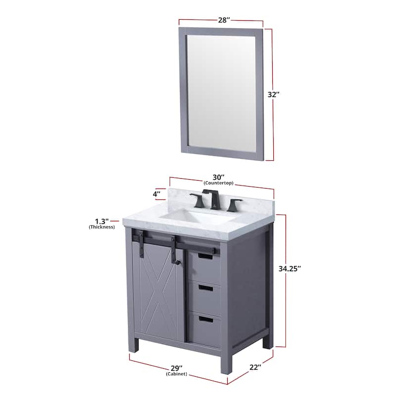 Marsyas 30 in W x 22 in D Dark Grey Bath Vanity