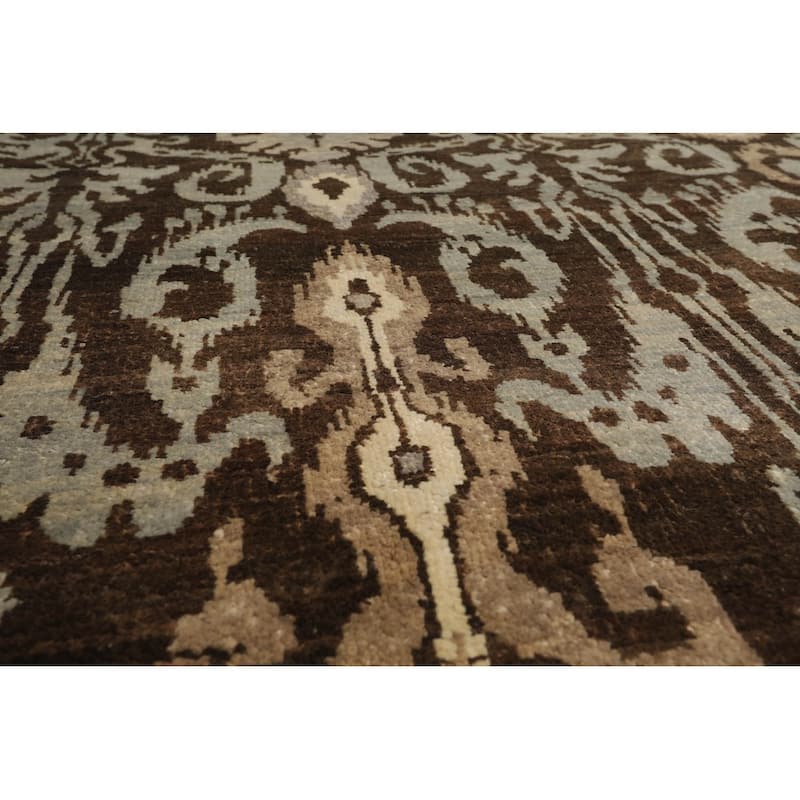 Hand Knotted Brown,Slate Tibetan Wool Transitional Oriental Area Rug - 7' 11'' x 10' 4''