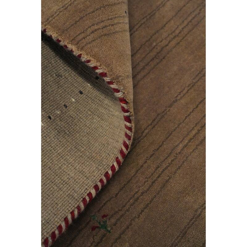 Brown Wool Gabbeh Oriental Accent Rug Geometric Tribal Carpet - 5' 9'' X 4' 1''