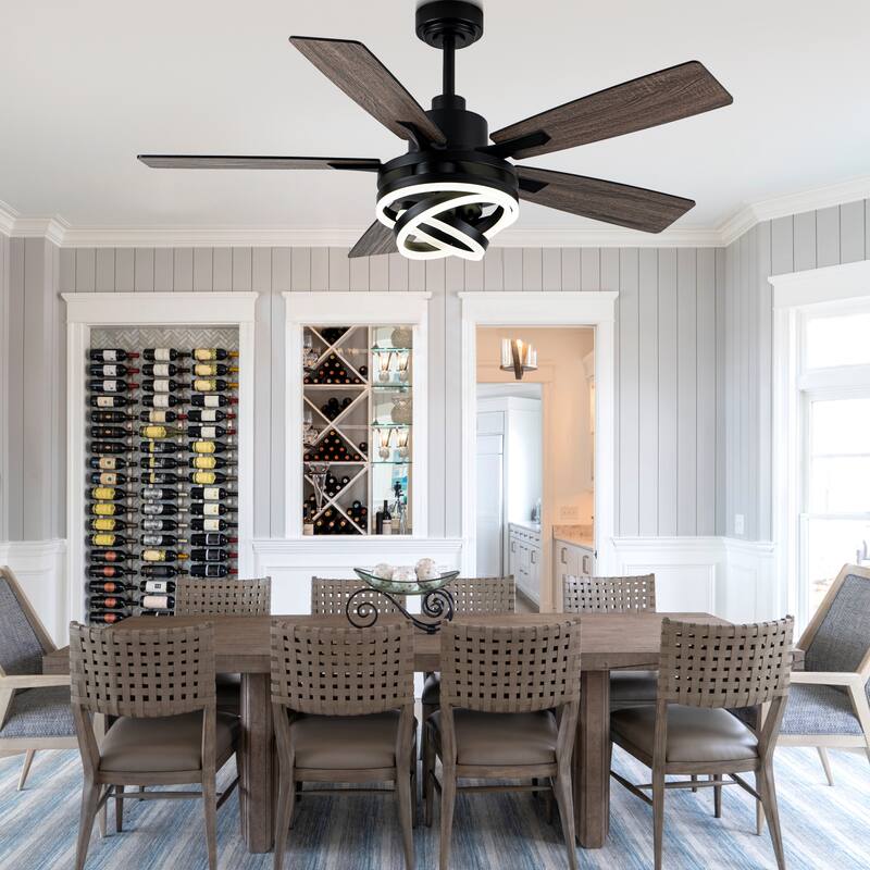 Oaks Aura 52in. DIY Shade Modern Reversible Ceiling Fan with Light, 6-Speed Silent Motor Ceiling Fan with Remote for Large Room