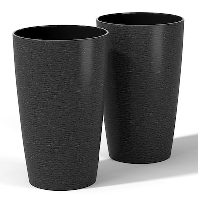 Costway 21" Tall Plastic Planters Set of 2 with Optional Drainage - See Details