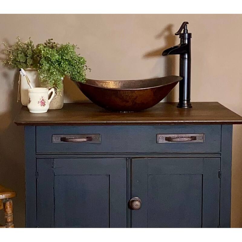 17" Oval Roman Style Copper Vessel Bathroom Sink by SimplyCopper - 17" X 11" X 4" X 5" on Ends