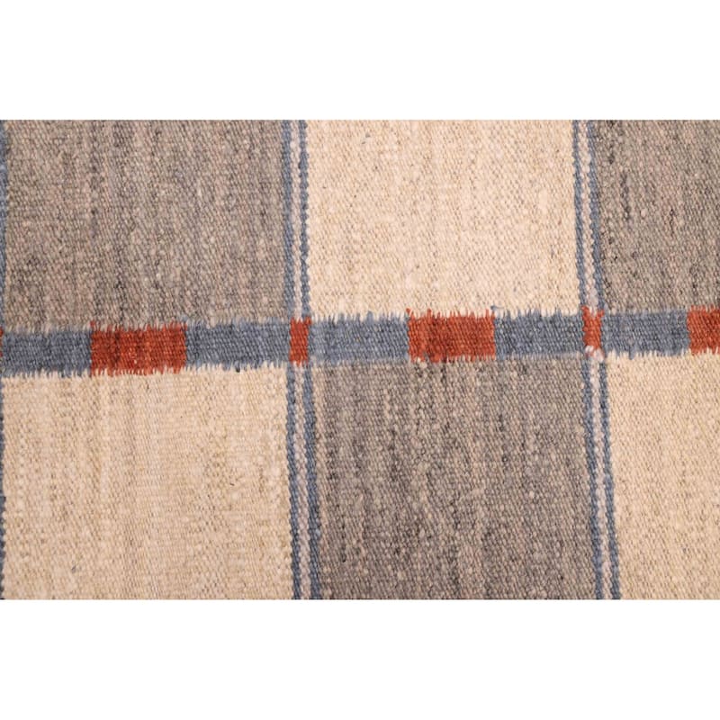 ECARPETGALLERY Flat-Weave Marrakech Grey, Ivory Wool Kilim - 8'5 x 10'2