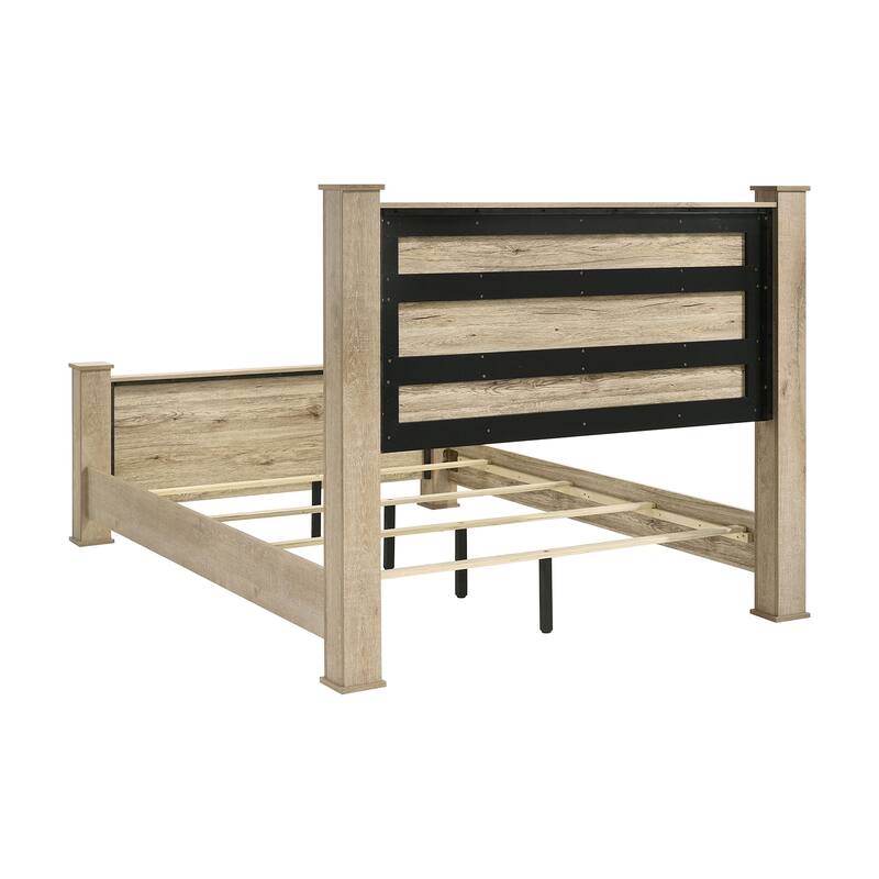 Wooden Queen Panel Bed with Column-style Legs in Weathered Oak