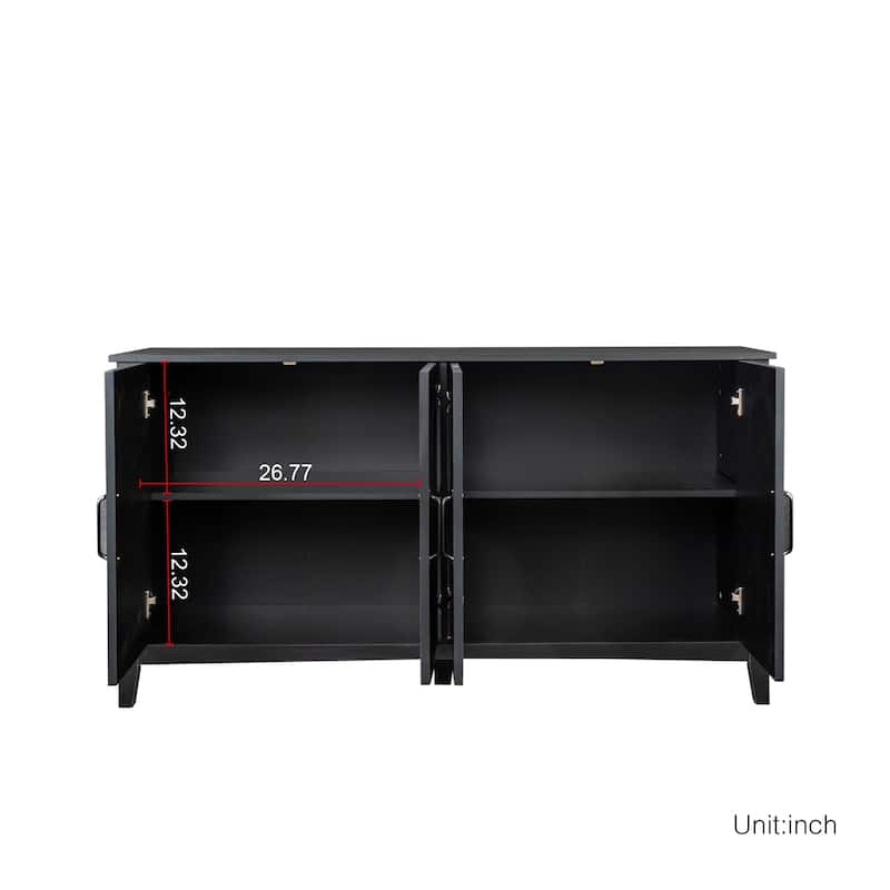 Cabinet with 4 Doors and 4 open shelgves,Freestanding Sideboard Storage Cabinet Entryway Floor Cabinet