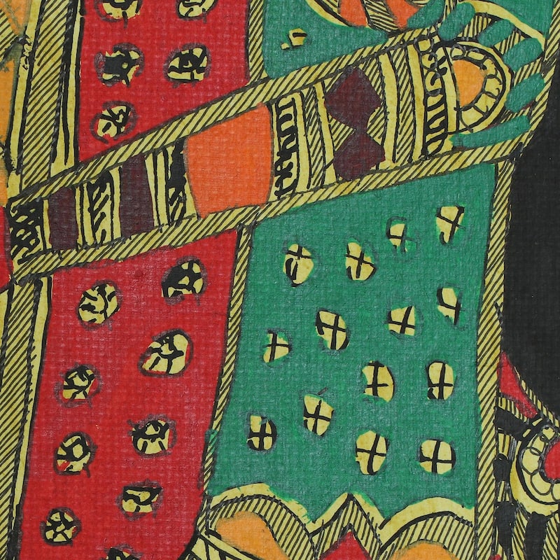 Handmade Radha and Krishna Madhubani painting (India)