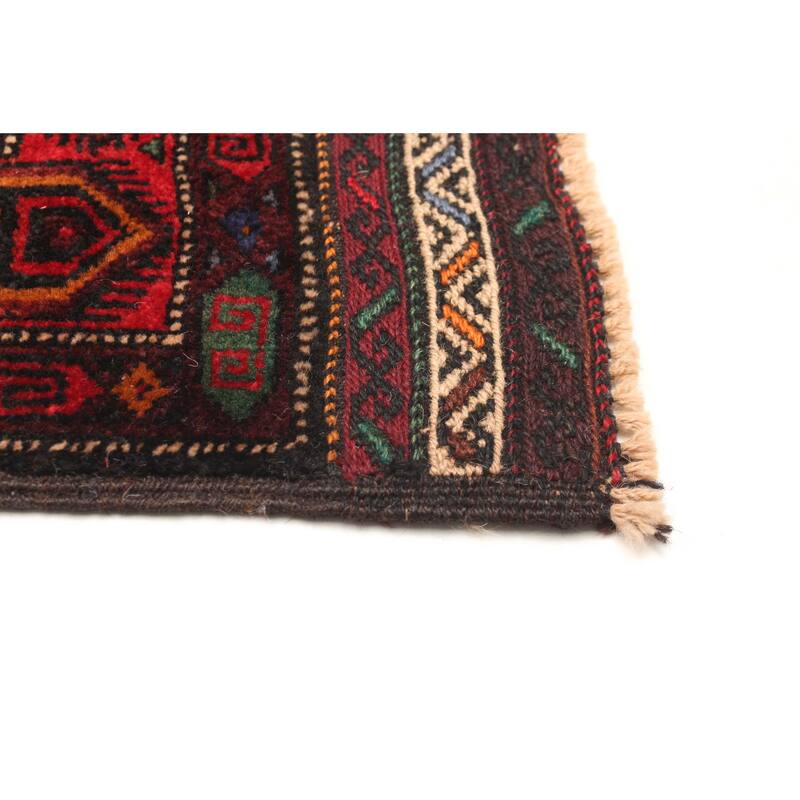 ECARPETGALLERY Hand-knotted Teimani Burgundy Wool Rug - 3'7 x 7'10