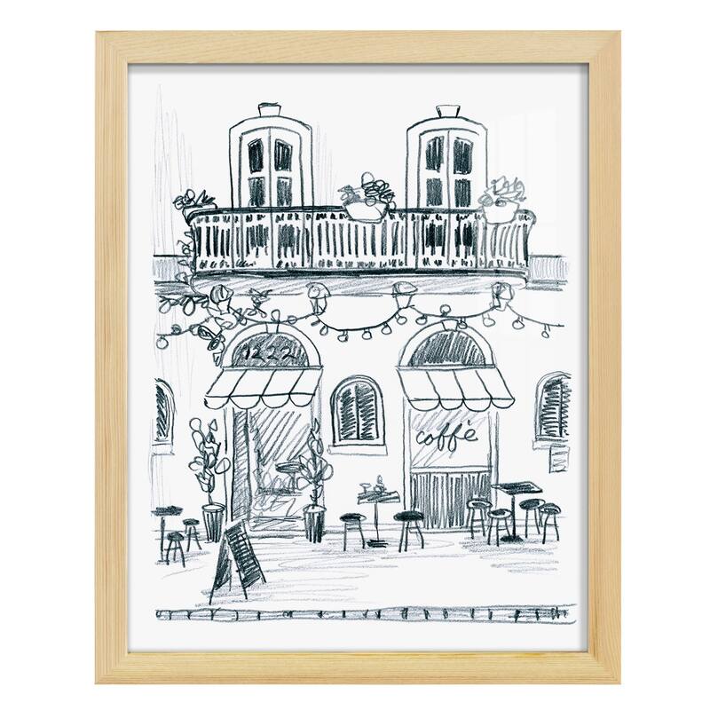 Italian Street Sketch II -Framed Print w/glass-Cherry Red