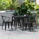 preview thumbnail 1 of 10, All-Weather Resin Top Square Table & 4 Metal Chairs with Poly Resin Seats - 31.5"W x 31.75"D x 28.25"H Black