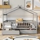 preview thumbnail 2 of 13, Gray Full Solid Wood House Bed with Two Drawers