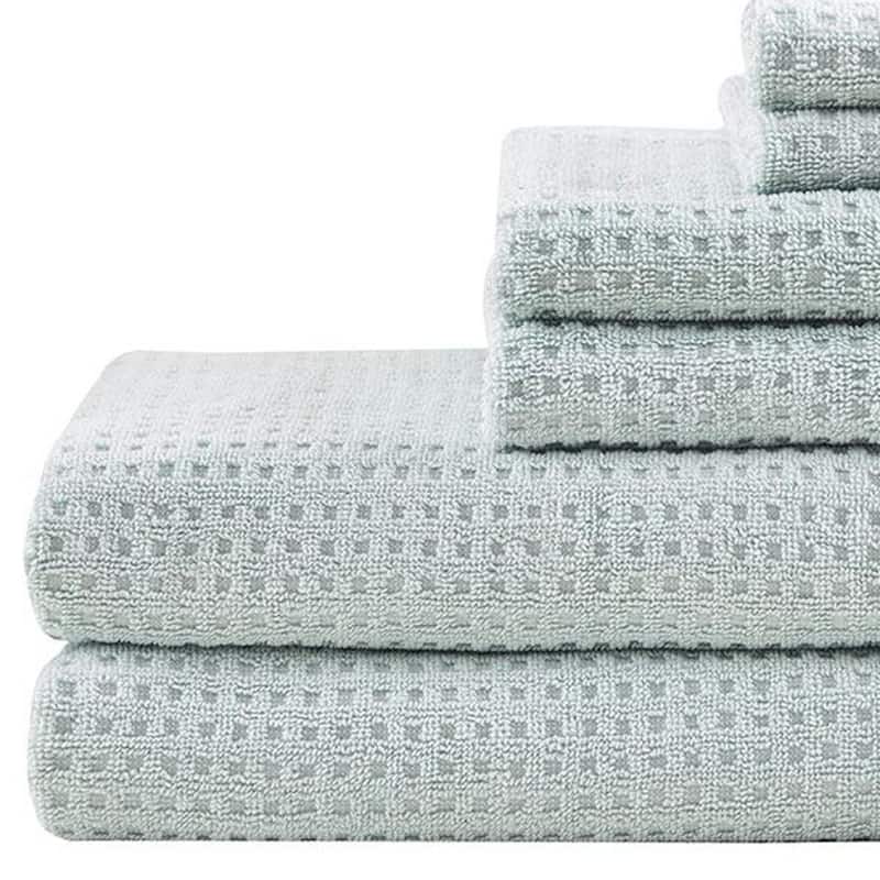 HomeRoots Set of Six Sea Green Cotton Honeycomb Waffle Towel Set - 54.00' X '28.00' X '0.02