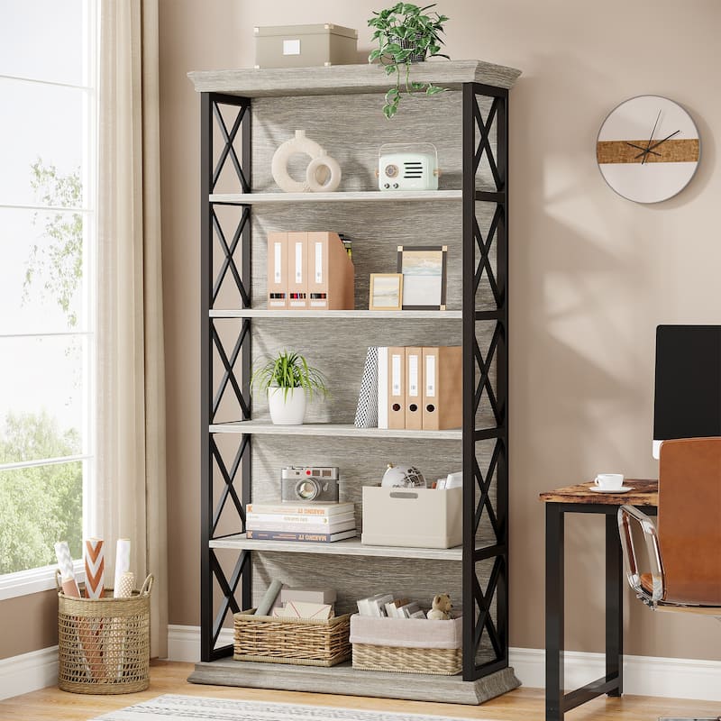 71-inch Tall 6-tier Industrial Bookcase - 11.8"D x 31.5"W x 70.86"H