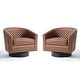 preview thumbnail 11 of 79, 2 Set Tufted PU Vegan Leather Swivel Barrel Chair with Nailheads Trim