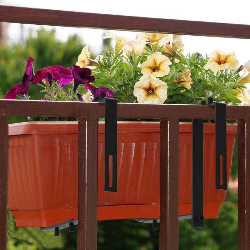 Expandable Planter Box Holder Brackets with Screws and Tools for Deck Porch Balcony - 20.08” x 8.27” x 0.79”