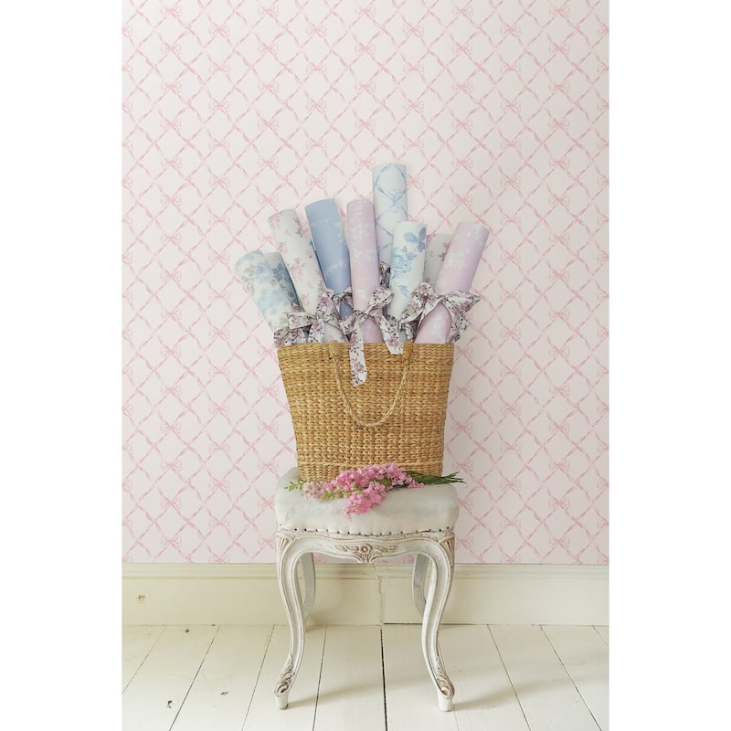LoveShackFancy Baby Bow Pink Jam Peel and Stick Wallpaper
