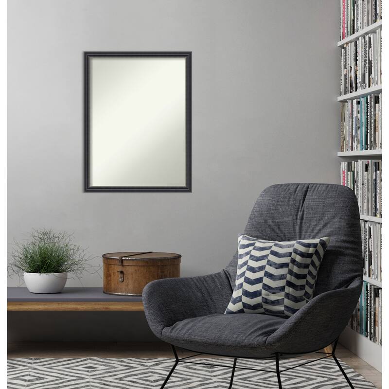 Stylish Black Non-Beveled Wood Framed Wall Mirror - Stylish Black