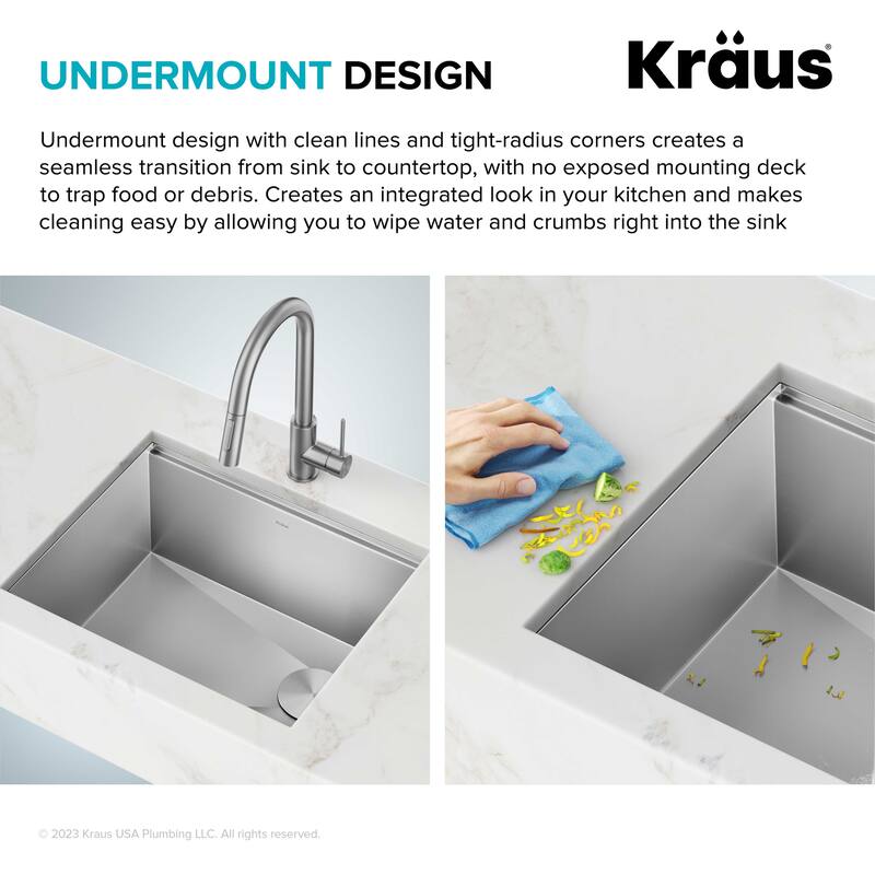 KRAUS Kore Workstation Undermount Stainless Steel Kitchen Sink