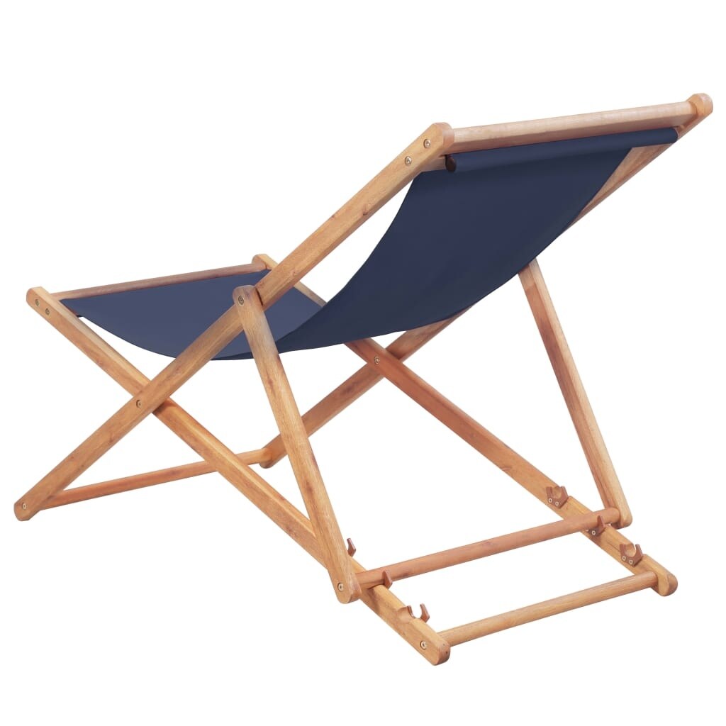 Shop Vidaxl Folding Beach Chair Fabric And Wooden Frame Blue Overstock 27991915