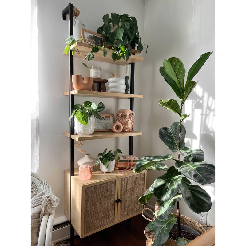 Nathan James Theo Open Shelf Industrial Bookcase with Drawers or Cabinets