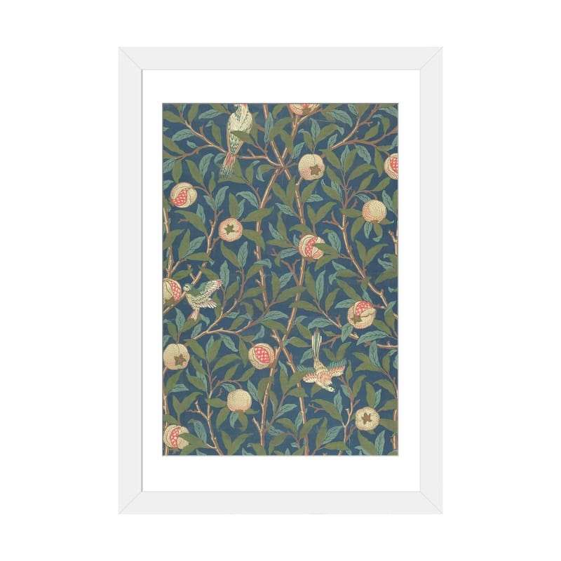 iCanvas "'Bird and Pomegranate' Wallpaper Design, printed by John Henry Dearle " by William Morris - White - 24x16x1