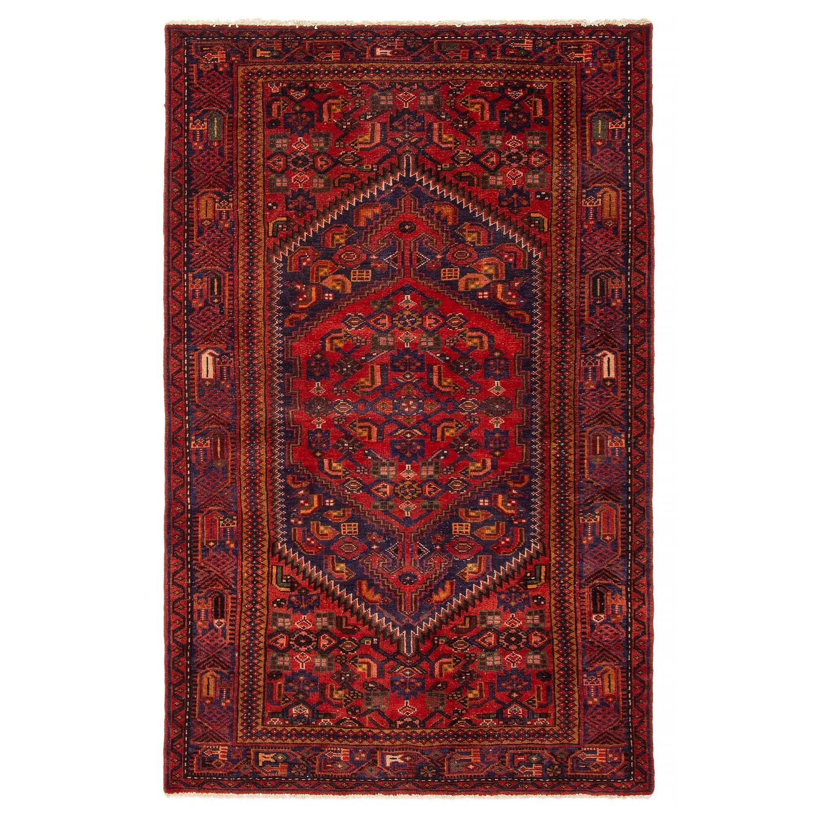 ECARPETGALLERY Hand-knotted Andelz Red Wool Rug - 4' 4" x 7'