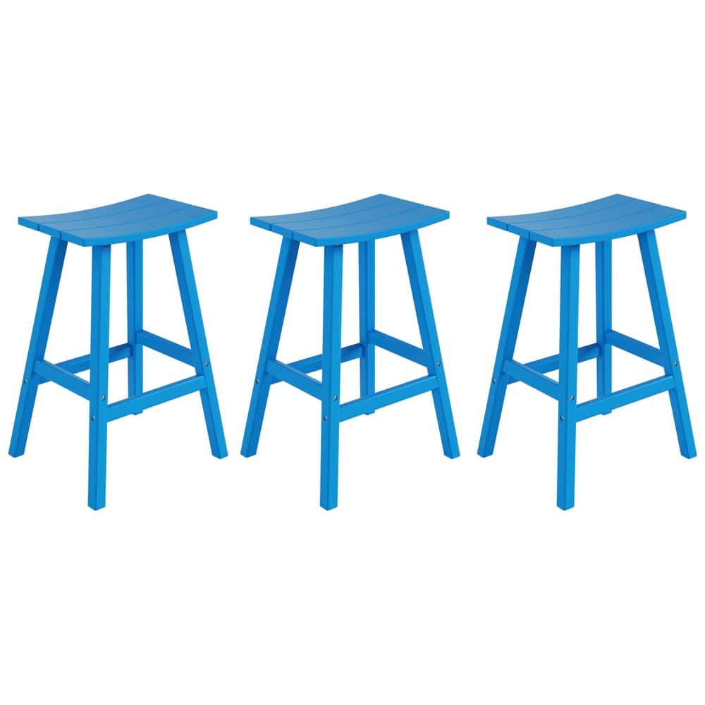 Laguna Hdpe All Weather Outdoor Patio 29" Saddle Seat Bar Stool (Set Of 3)