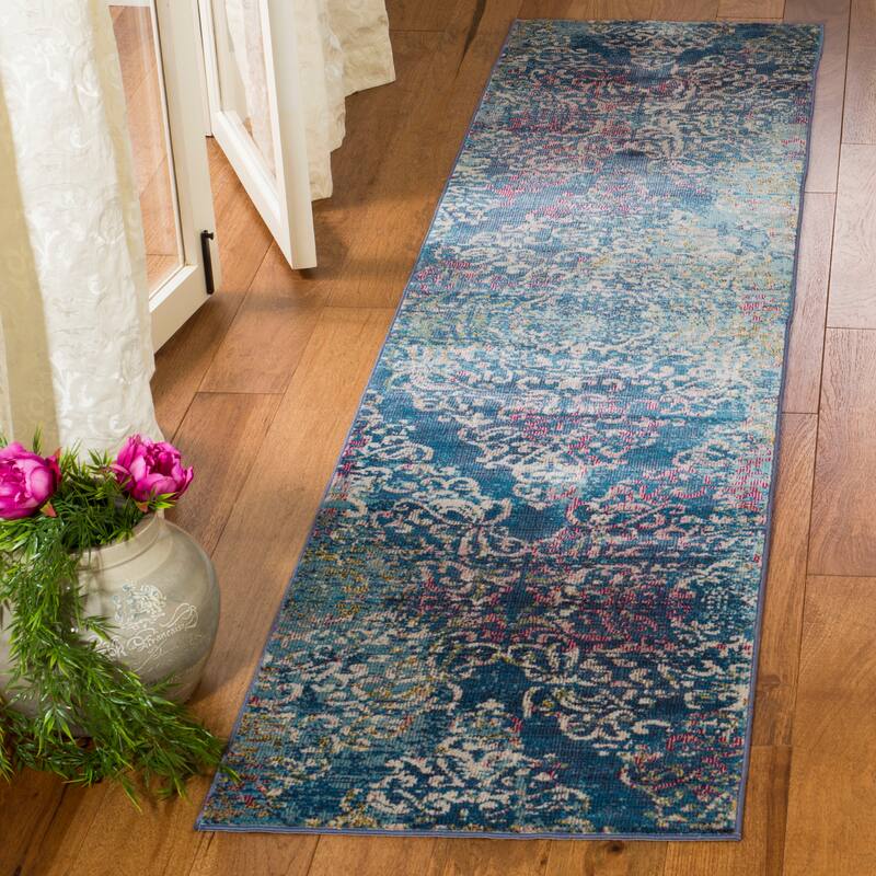 SAFAVIEH Aria Harma Vintage Boho Oriental Rug - 2' x 8' Runner - Blue/Multi