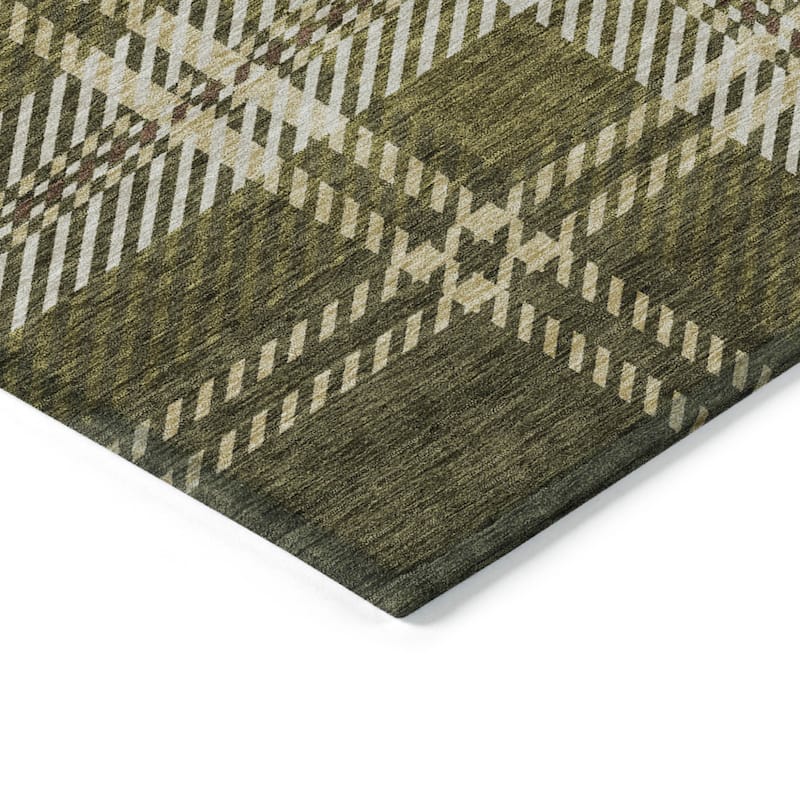 HomeRoots Plaid Transitional Rectangle Outdoor Rug