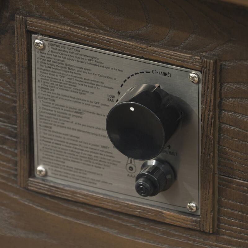 Roomfitters Outdoor Gas Fire Pit Table with Wood-Look Design, Square Propane Fire Pit with Lava Rocks, Brown