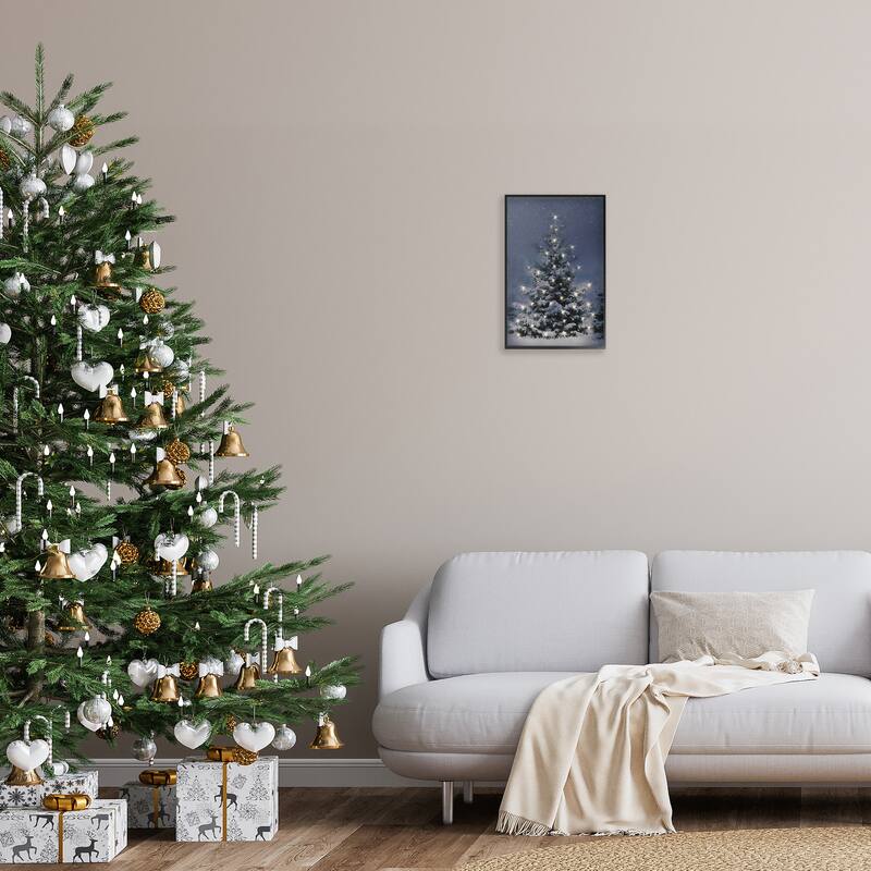 Stupell Snowy Nighttime Christmas Tree Framed Giclee Art Design By Lori Deiter