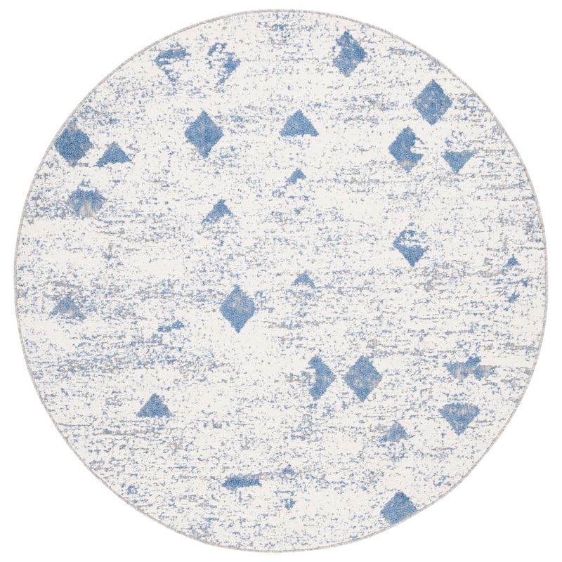 SAFAVIEH Cottage Fonn Transitional Indoor/Outdoor Rug - 6'7" Round - Blue